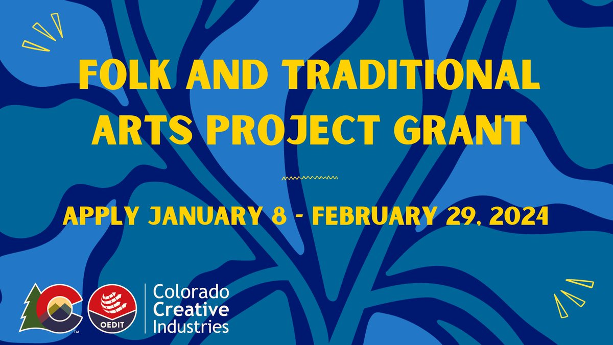 Apply for our Folk and Traditional Art Project Grant. This $3,000 grant is dedicated to celebrating, documenting, and preserving Colorado’s cultural heritage through folk and traditional arts. Apply by 2/29/24 and learn more 👇
oedit.colorado.gov/folk-and-tradi…