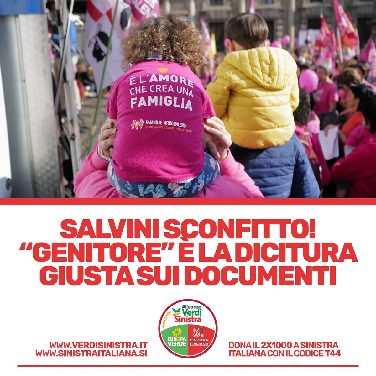 MarilenaGrassa1's tweet photo. La Corte d'Appello di Roma boccia il decreto #Salvini. Il governo ristabilisca subito la dicitura genitori sulle carte di identità de* minori, nel rispetto delle tante #famigliearcobaleno vittime di questa ingiustizia.
@Sinistrait_ 
@FamArcobaleno https://t.co/Loy8nushfE