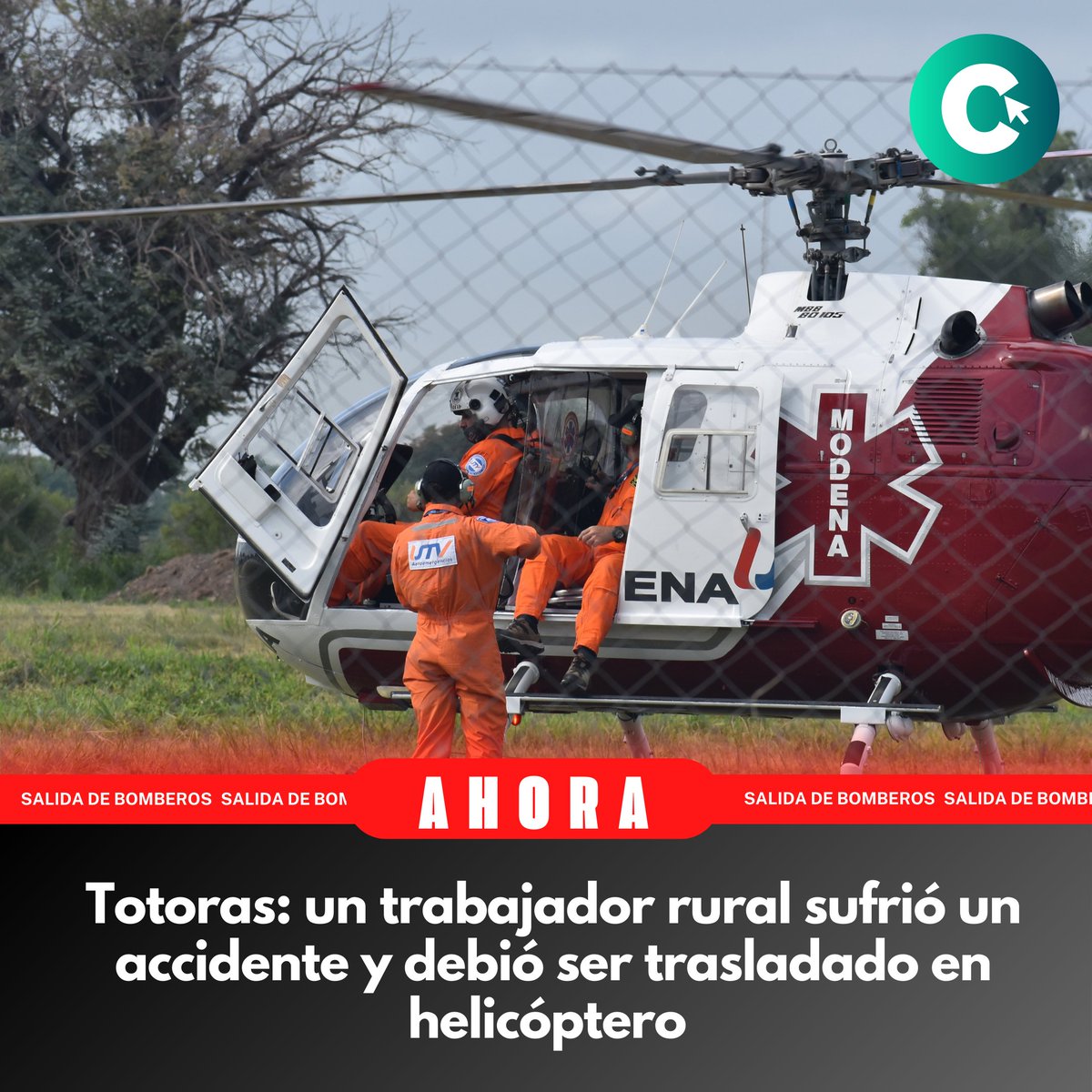 conectados24_7's tweet photo. FUE TRASLADADO EN ESTADO DE GRAVEDAD ⚠️

👉🏻 Un hombre que se encontraba trabajando en un campo de Totoras sufrió un accidente con una máquina agrícola.

🚁 Rápidamente fue activado el protocolo UTV para que sea trasladado a la ciudad de Rosario.

Ampliaremos. https://t.co/OeZBttanxq