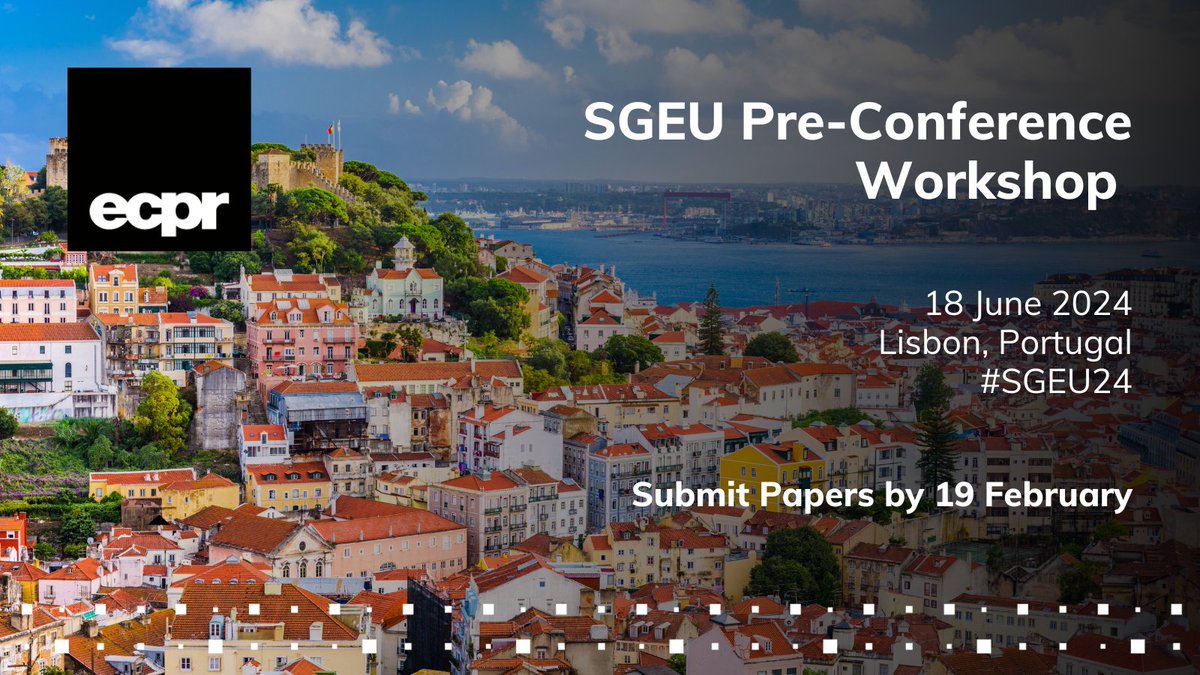 🇵🇹 @ECPR_SGEU is calling for Papers for their Pre-Conference Workshop on 'Representation and Candidacy in the 2024 European Parliament Elections' #SGEU24 🗓️ Tue 18 Jun 2024 📍 Lisbon, Portugal ⏰ Submit Papers by Mon 19 Feb ecpr.eu/news/news/deta…