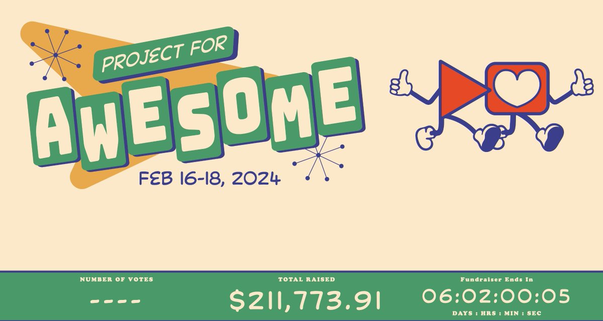 The Project for Awesome, which doesn't technically start until tomorrow at noon eastern, has already raised over $200,000 for charities--including humanitarian relief through @SavetheChildren and expanded access to TB treatment through @PIH. Donate now! projectforawesome.com/donate