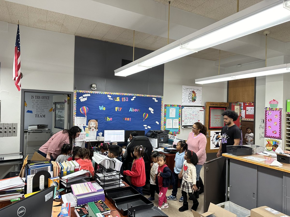 Our Pre-K1 class visiting the main office to kick off their Reduce, Reuse and Recycle Unit!!