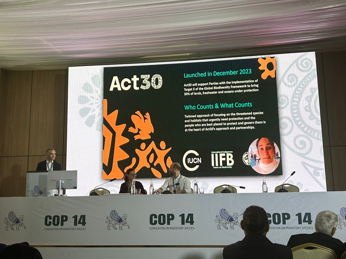 #IUCNGreenList presents ground-breaking #act30 partnership at #CMSCOP14

Fair and effective #conservation of 30% of our planet by 2030 is key to protecting #migratoryspecies

#spaces4species #natureknowsnoborders @BonnConvention @iucn_ecaro @esri @IIFB_indigenous