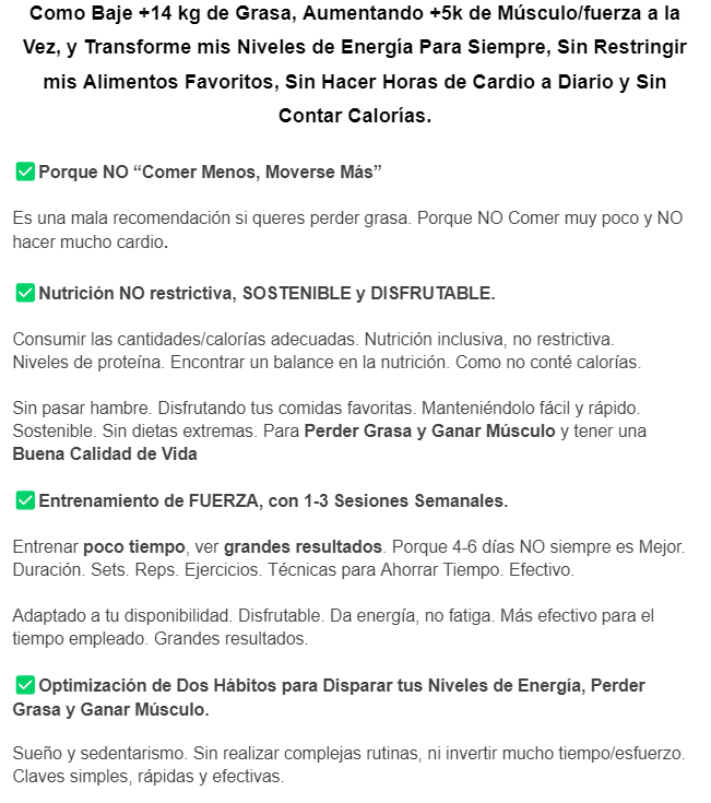 Atención HOMBRES OCUPADOS Que Buscan PERDER GRASA Y GANAR MÚSCULO

He creado una guía completa de cómo logré esto

Sin horas de cardio. Sin restricciones. Con poco tiempo. Con más energía.

GRATIS por tiempo limitado:

1. Comenta "guia"
2. Seguime, para enviarte DM

Agradezco RTs