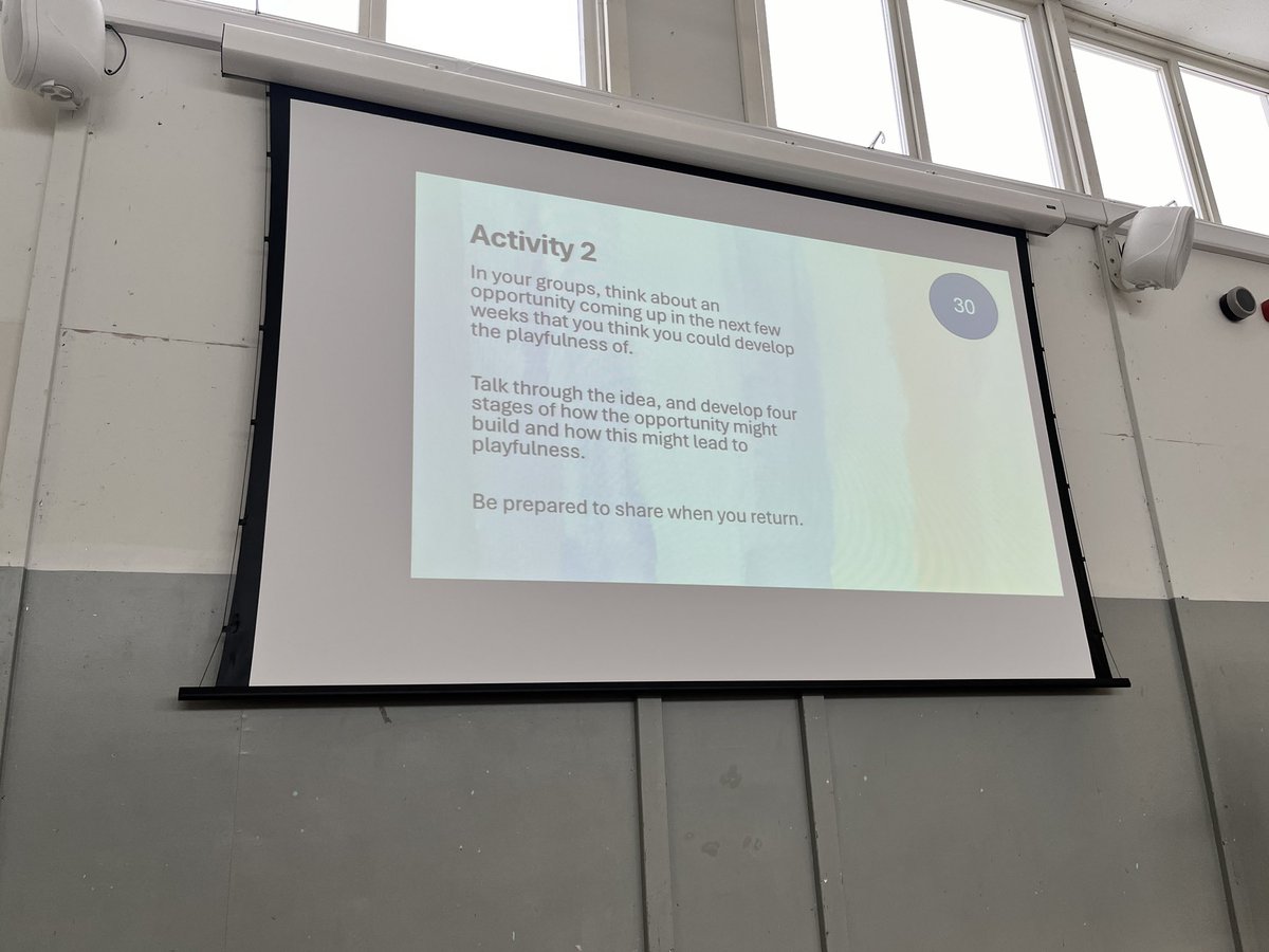 MeiklemillP's tweet photo. Brilliant to be working alongside every school in the Ellon Cluster on Playfulness during our in-service day yesterday with @jpmynott @aberdeenuni @educationabdn Looking forward to being part of an exciting three year project! #watchthisspace https://t.co/QyxYphEk0a