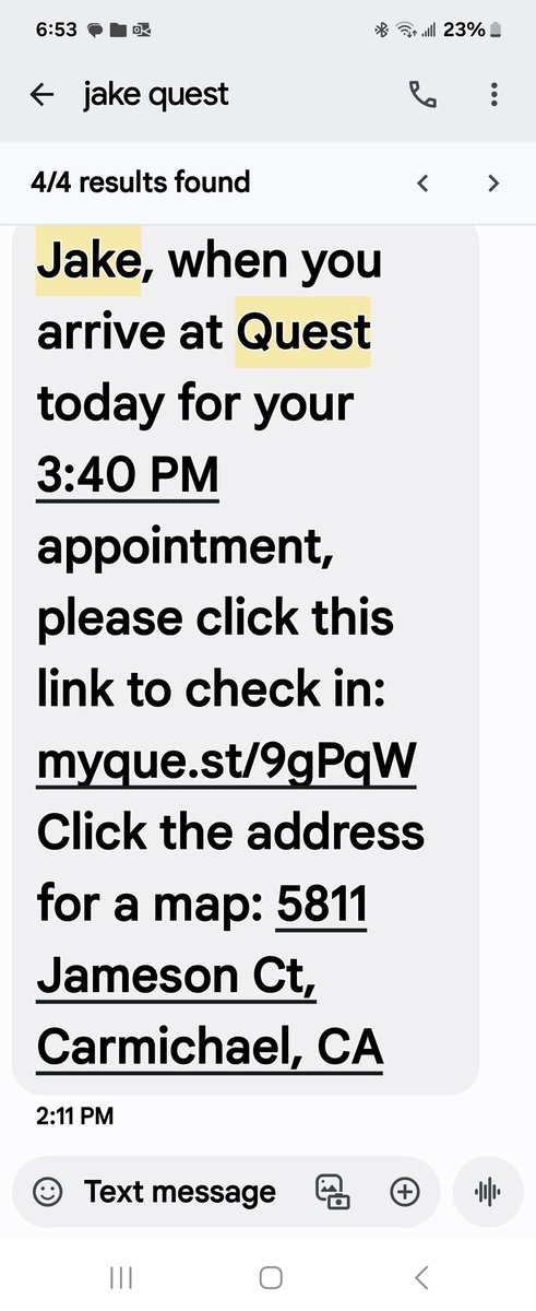 SuperWoman26245's tweet photo. @kamalaharris @jrosenworcel #korybaker - I DID take Jake to this Appt at Quest Diagnostics 4 his MONTHLY blood test YESTERDAY on Jameson Ct in Carmichael, California but the CRIMINAL ENGINEERS will ABSOLUTELY not let my @google Maps Timeline show that we WERE there at 3:40pm. Y? https://t.co/96FNKGbRTI