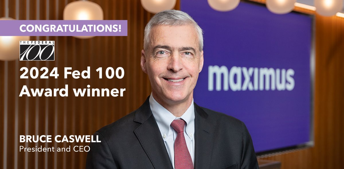 Maximus_news's tweet photo. Congratulations to our President and CEO, Bruce Caswell, for being named in @NextgovFCW and @GovExec's 2024 Federal 100! 🎉
See the full list of winners: https://t.co/fI76LycGUO
#FederalTechnology #Fed100 https://t.co/7YGTTTRg1q