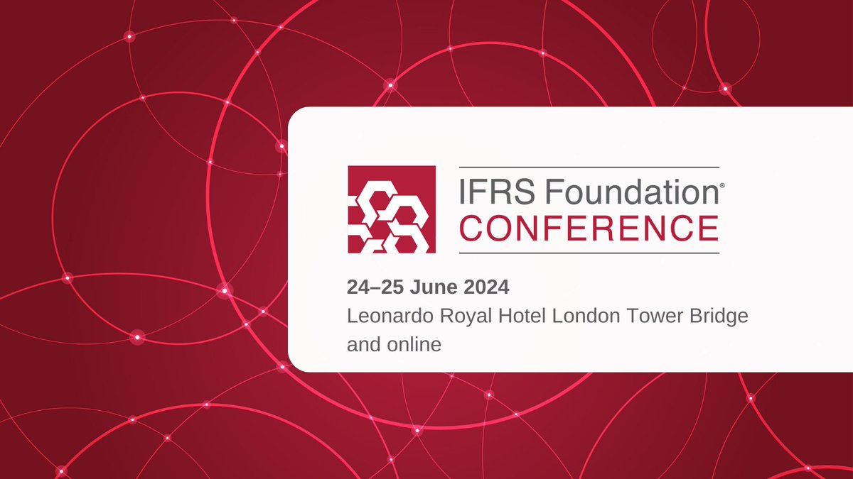 The IFRS Foundation Conference will take place on 24-25 June 2024 in London and online. Register today to learn more about the #IASB and #ISSB’s work and engage with the board members and staff of the IFRS Foundation: ifrs.org/news-and-event… #IFRSConference24