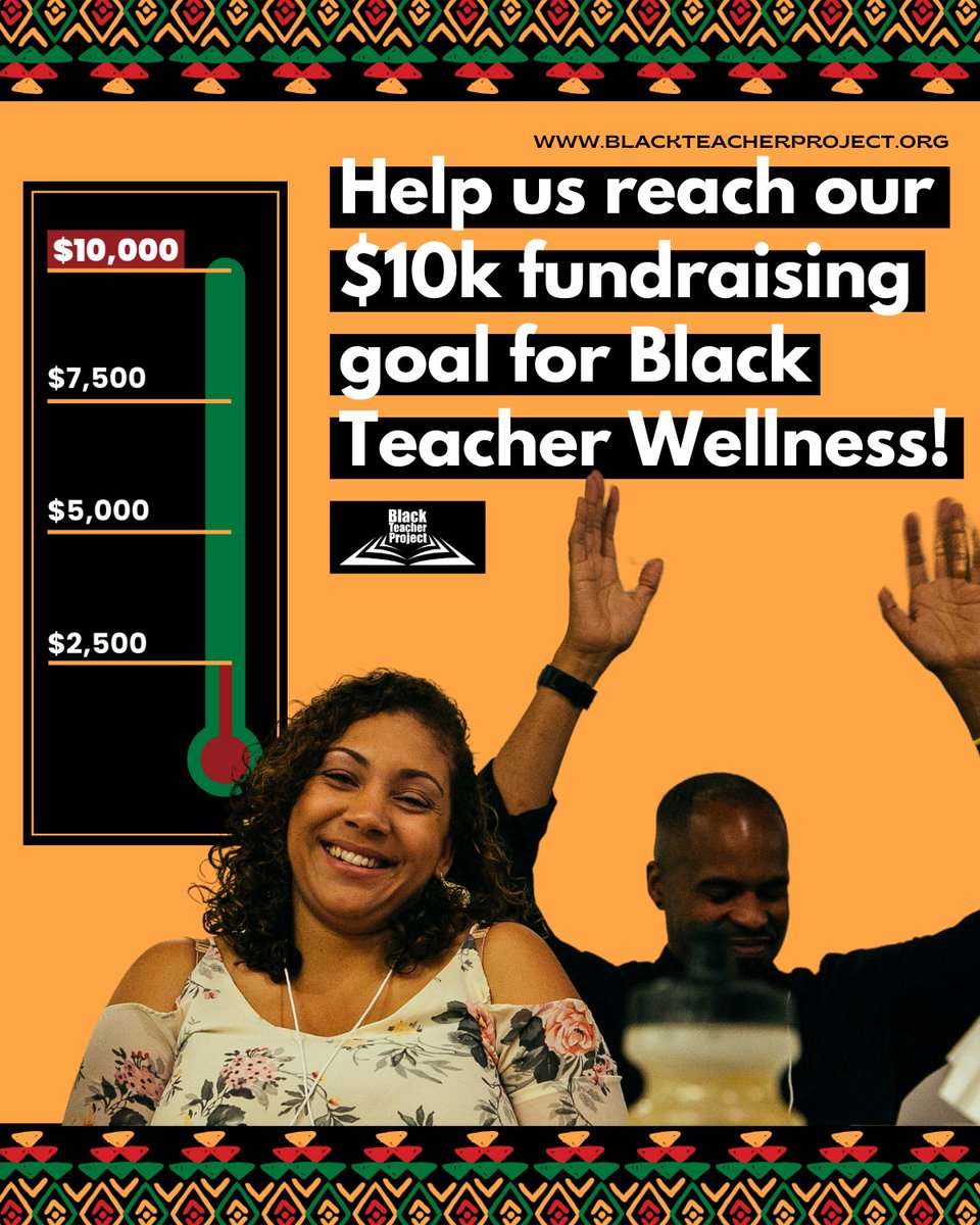 🙌🏾 GREAT NEWS! We’re a quarter of the way toward our $10k #BHM fundraising goal! The $10k we’re raising will be given directly to #BlackTeachers as #Wellness Grants to support their pursuit of #selfcare opportunities. Donate to help get us there! bit.ly/donate-btp-feb… #edu
