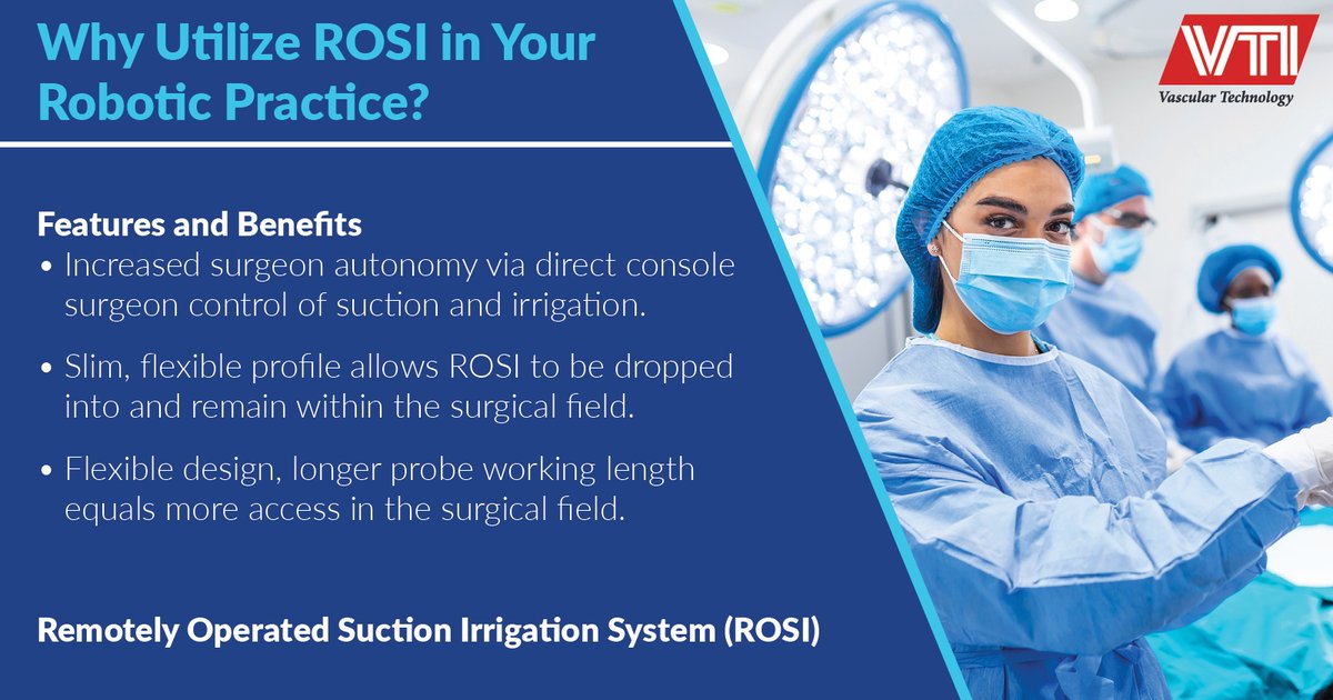 With its flexible cannula and remotely controlled activation, ROSI is redefining suction and irrigation in robotic surgery. Try ROSI to see how it can solve your suction and irrigation challenges. vti-online.com/products/rosi/ #ROSI #surgery