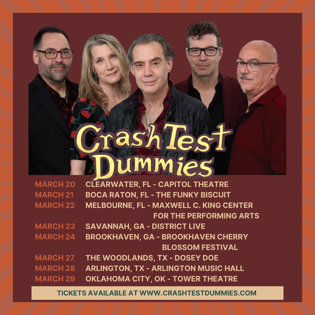 Boca Raton, Florida at The Funky Biscuit has been added to our Southern US tour in March! More info and tickets are available on our website crashtestdummies.com