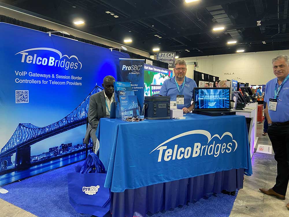 TelcoBridges's tweet photo. Let's chat today @ITEXPO #TECHSUPERSHOW! Shown here are Alan, Herve and Joe in the TelcoBridges booth number 354. Let's talk #cloud, #UC, #VoIP, #xCaaS, #STIRSHAKEN and #NetworkTransformation.
#TmediaGateway #ProSBC #Florida π https://t.co/442a5oVcrH