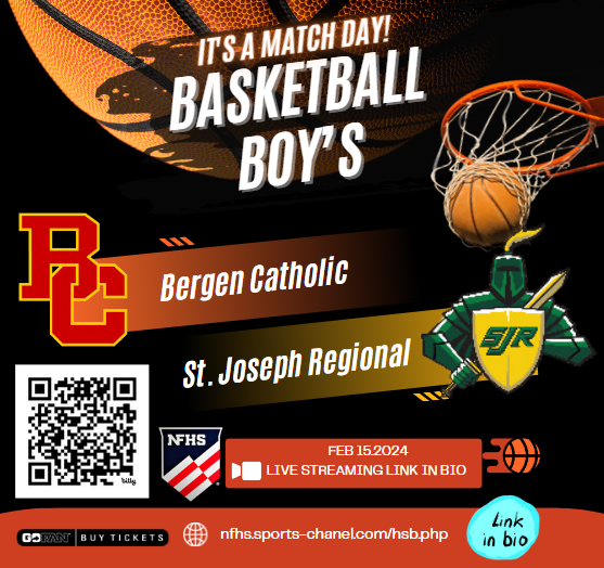 NJ Athletics Sports (@njathletics1) on Twitter photo Bergen Catholic vs St. Joseph Regional
🏀Boys Basketball
📺: bit.ly/Varsityhsb
today @ 7p.
<a href="/SJRAthletics1/">SJR Athletics</a> <a href="/BCCrusaderHoops/">Bergen Catholic Basketball</a> <a href="/SJRHighSchool/">St. Joseph Regional</a> <a href="/SJRBasketball/">SJR Basketball</a> <a href="/BergenCatholic/">Bergen Catholic</a> <a href="/BC_Crusaders/">BergenCatholicSports</a> <a href="/BigNorthConBNC/">@BigNorthConference</a> <a href="/JahmirJoseph3/">Jahmir Joseph</a> <a href="/mike_raleigh/">Mike Raleigh</a> <a href="/salsalafia/">Salvatore Salafia Jr.</a> Bergen Catholic vs St. Joseph Regional
🏀Boys Basketball
📺: bit.ly/Varsityhsb
today @ 7p.
<a href="/SJRAthletics1/">SJR Athletics</a> <a href="/BCCrusaderHoops/">Bergen Catholic Basketball</a> <a href="/SJRHighSchool/">St. Joseph Regional</a> <a href="/SJRBasketball/">SJR Basketball</a> <a href="/BergenCatholic/">Bergen Catholic</a> <a href="/BC_Crusaders/">BergenCatholicSports</a> <a href="/BigNorthConBNC/">@BigNorthConference</a> <a href="/JahmirJoseph3/">Jahmir Joseph</a> <a href="/mike_raleigh/">Mike Raleigh</a> <a href="/salsalafia/">Salvatore Salafia Jr.</a>
