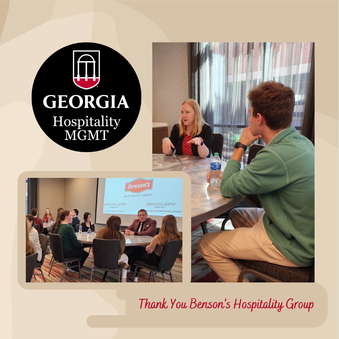 UGA HFIM students out of the classroom & into the field!  Visiting managers at Benson's Hospitality Group for real-world hospitality insights. #hospitalitycareers #experientiallearning #UGA #AthensGA