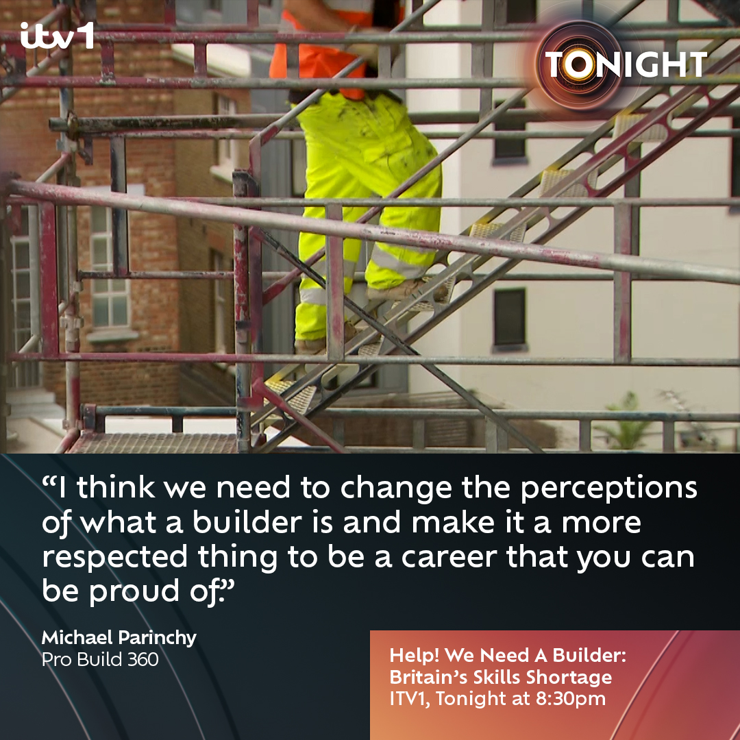 Do you think trades are seen as good careers? @MichAckerley looks into why Britain's experiencing a severe shortage of tradespeople, as demand soars. Help! We Need A Builder: Britain's Skills Shortage | ITV1 | 8:30pm
