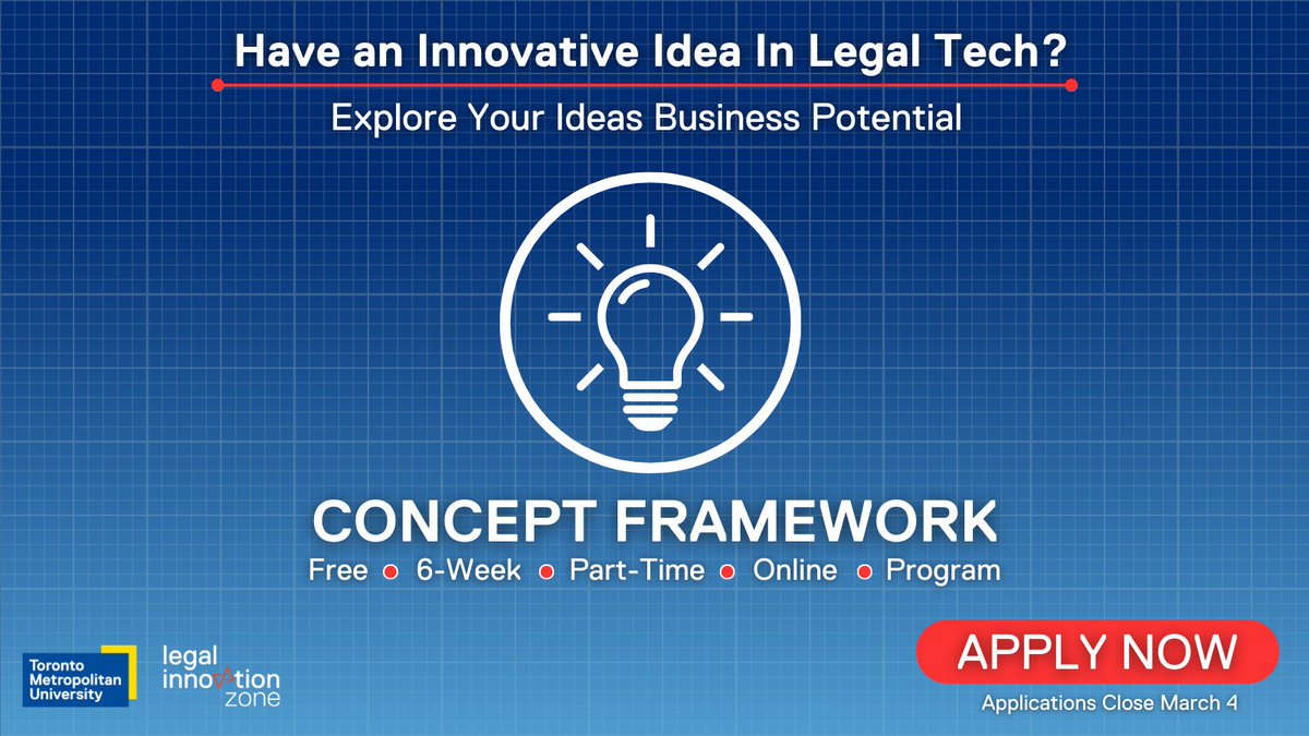 Bvzbrampton's tweet photo. Are you an aspiring entrepreneur with an innovative #legaltech idea?💡
Validate your idea & explore what it takes to build a #LegalTechCompany with #ConceptFramework, a free, interactive, online program by @liztorontomet!
Learn more & apply: https://t.co/3tJLr2itX8 https://t.co/JVcSIY6rxw