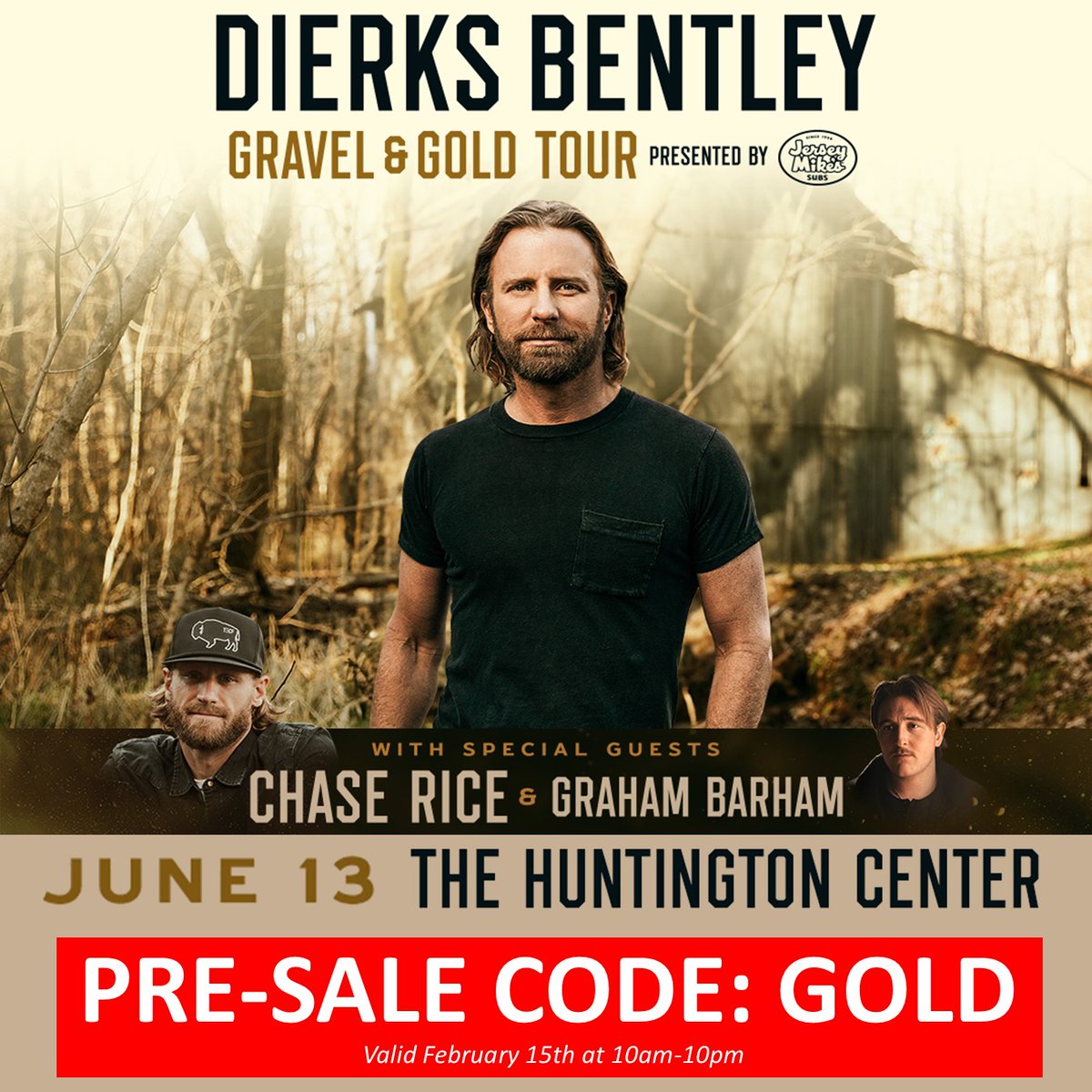 ♥️♥️Pre-Sale for Dierks Bentley going on now.♥️♥️ Unlock seats using code: GOLD Only at bit.ly/3wkXQUE