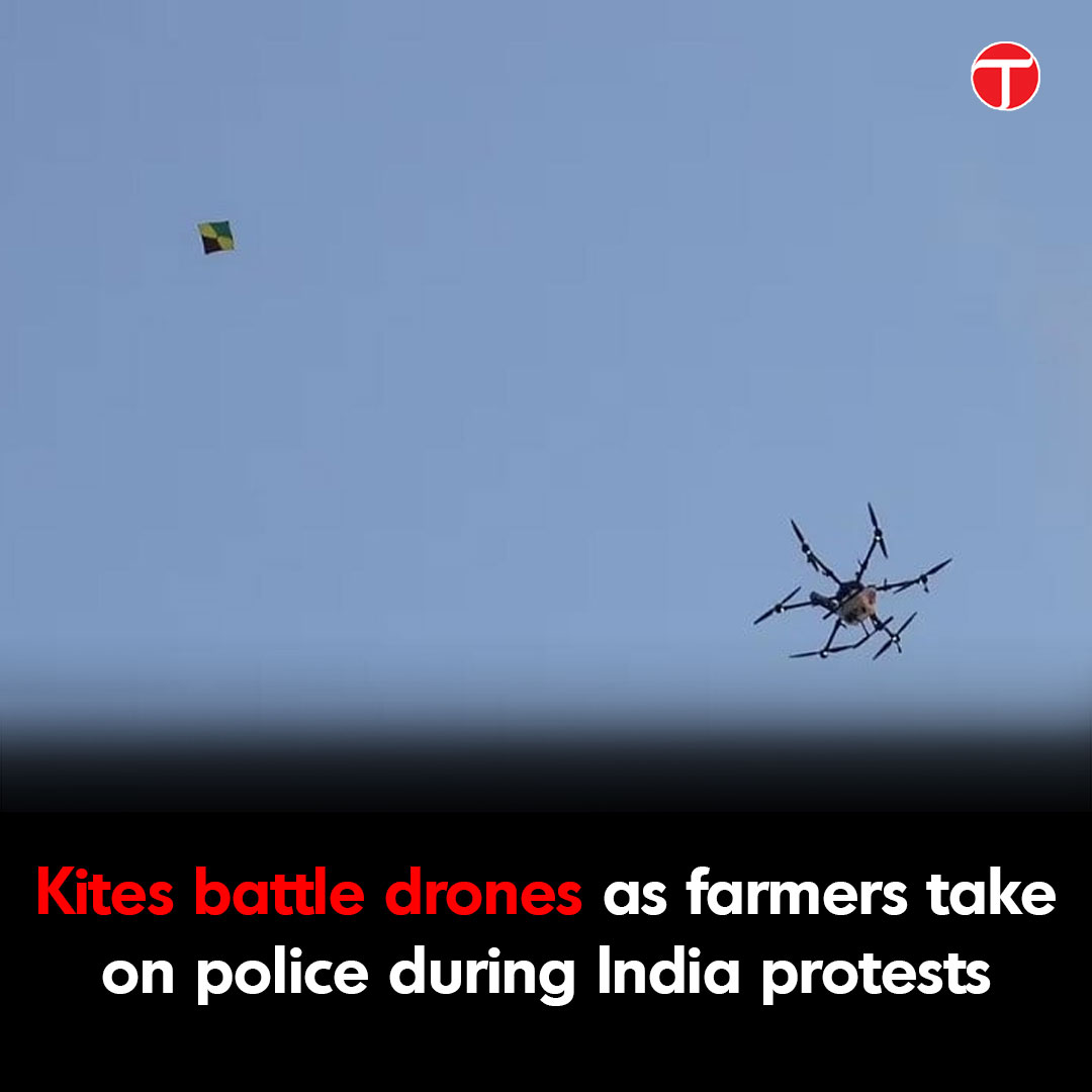 Farmers protesting in India this week are using a homemade arsenal to counter the state-of-the-art weaponry of the security forces trying to disperse them: they're flying kites to ensnare police drones carrying tear gas canisters. For more: tribune.com.pk/story/2456564/1 #etribune…
