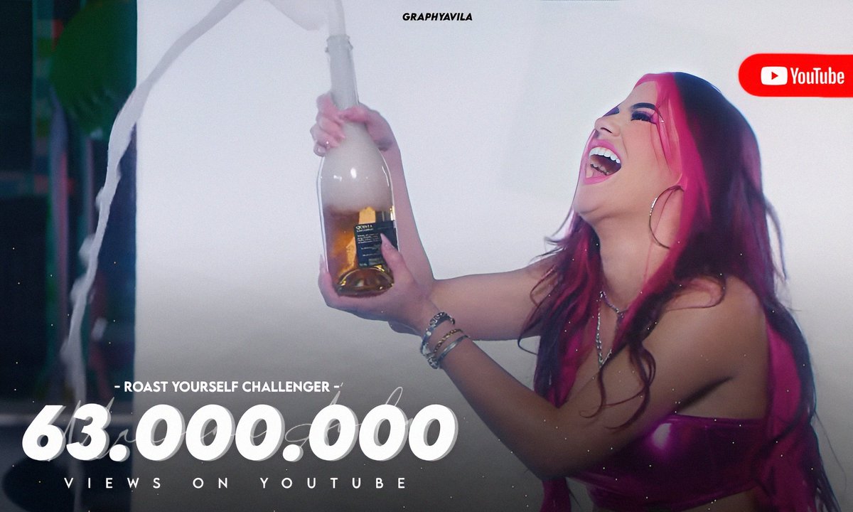 GraphyAvila's tweet photo. "ROAST YOURSELF CHALLENGER" de @marianaavilatw llegó hace poco tiempo a 63 Millones de vistas, en la plataforma de Youtube! https://t.co/joj3P3IvB5