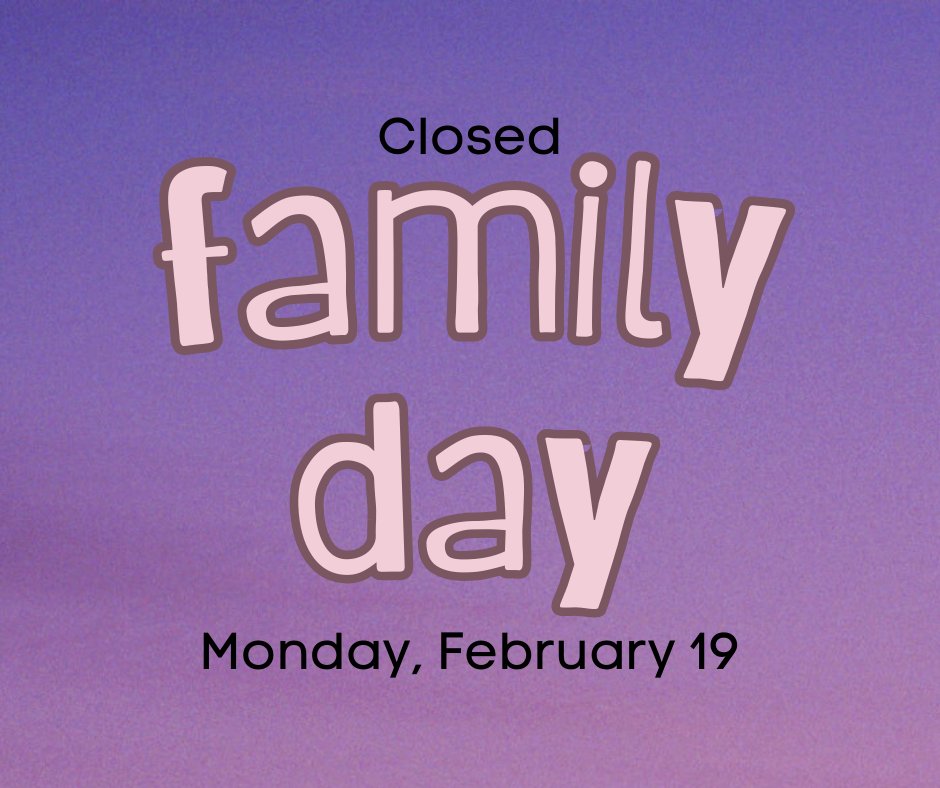 All Elgin County Library branches will be closed on Monday, February 19 for Family Day. We hope you enjoy this time with your family and we will reopen for our regular hours on Tuesday, February 20!