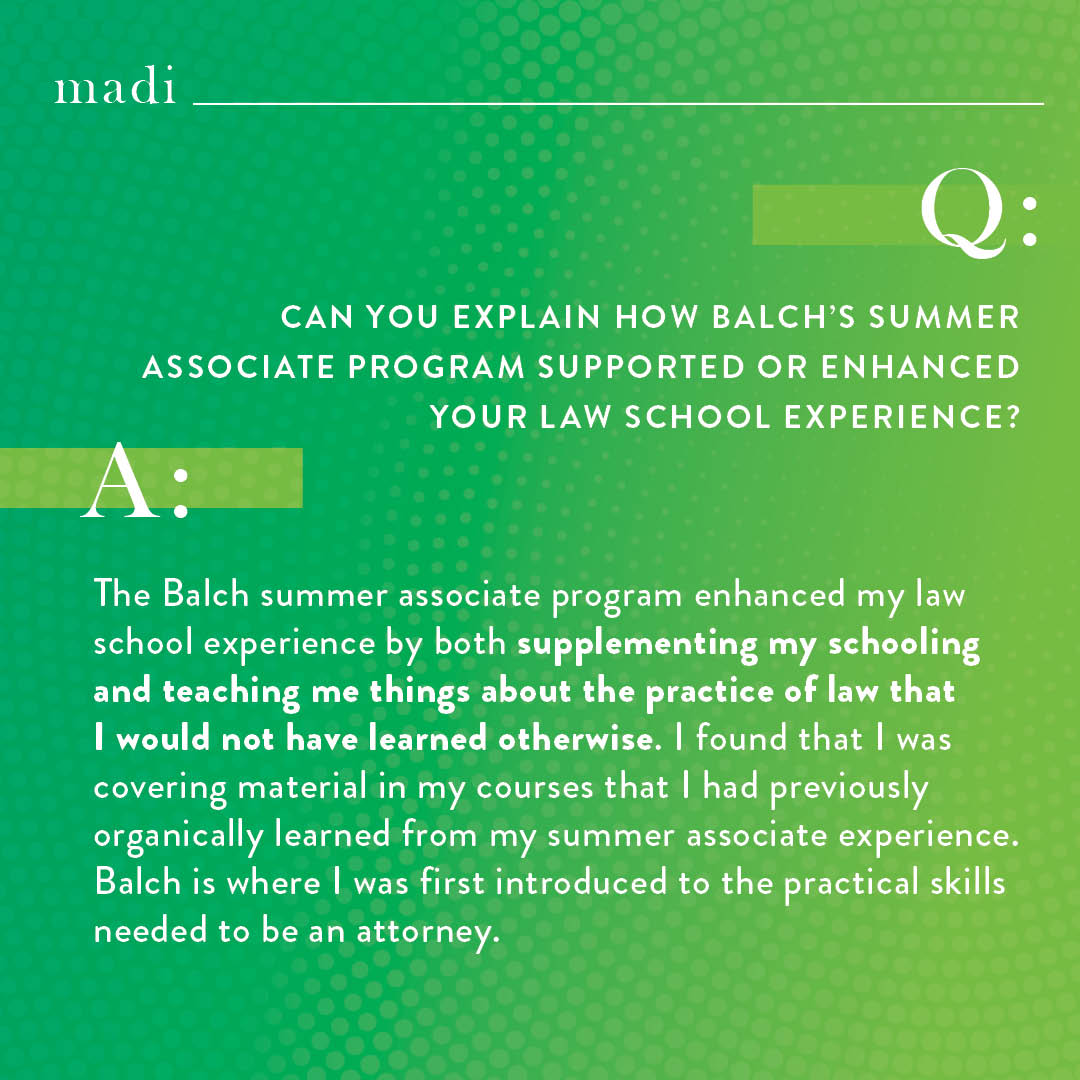 BalchBingham's tweet photo. Our next glimpse into the life of a member of #TeamBalch comes from Madi Seymour, an attorney in our Gulfport office and member of the Litigation Practice! #Balch101 

Learn more about careers at Balch: https://t.co/GZeInfArnX https://t.co/0B6LaWjmd7