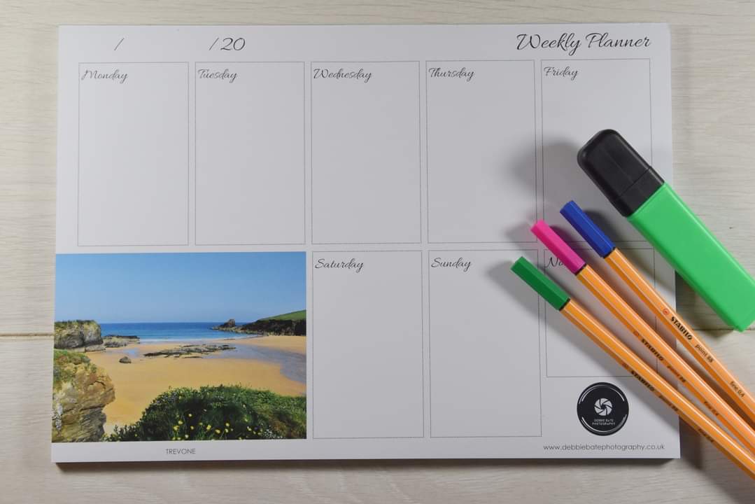 NEW PRODUCT LAUNCH.
North Cornwall Beaches 52 page A4 Weekly Planner, featuring a different photo on each page with plenty of room to keep track of family activities. Includes beaches from #MawganPorth to #Polzeath 
debbiebatephotography.co.uk