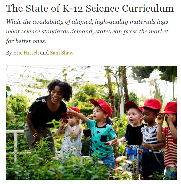 'State policies, practices, and legislation can move the needle toward increased access to and use of high-quality instructional materials in science, just as it has for other content areas.' See more from Eric Hirsch and @SciencEDU via @NASBE here: nasbe.org/the-state-of-k…