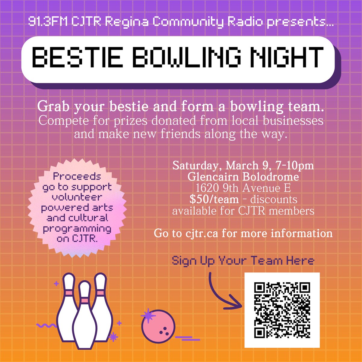 🧑‍ 🤝‍🧑 Grab your BFF to join our Bestie Bowling Night. 🎳

Sat, Mar 9, 7-10pm, Glencairn Bolodrome. $50/team (member discounts). Spots are limited. Go to our Google Form to learn more and sign up TODAY:  forms.gle/hvyqRmT6KmUpE2….