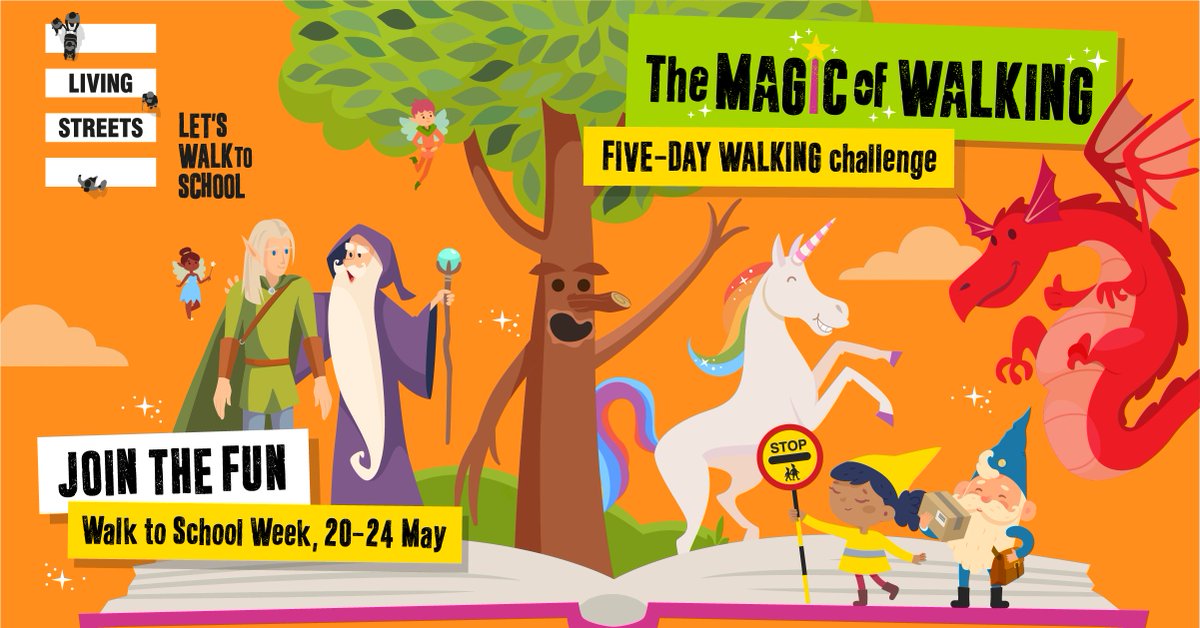 Are your pupils ready to discover #TheMagicOfWalking? This year's #WalkToSchoolWeek theme is out and it's going to be magical! 🪄 Last year, 1,000 schools took part and we hope to see even more this May! Get your classroom packs now and join the fun! 👉livingstreets.org.uk/wtsw