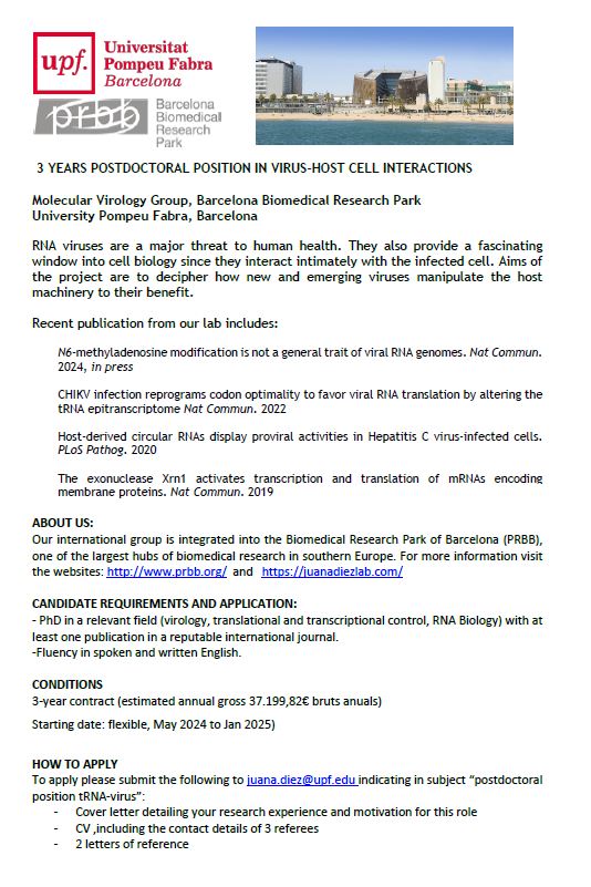 Exciting postdoctoral opportunity in our lab. Check it out! @the_prbb @UPFbiomed