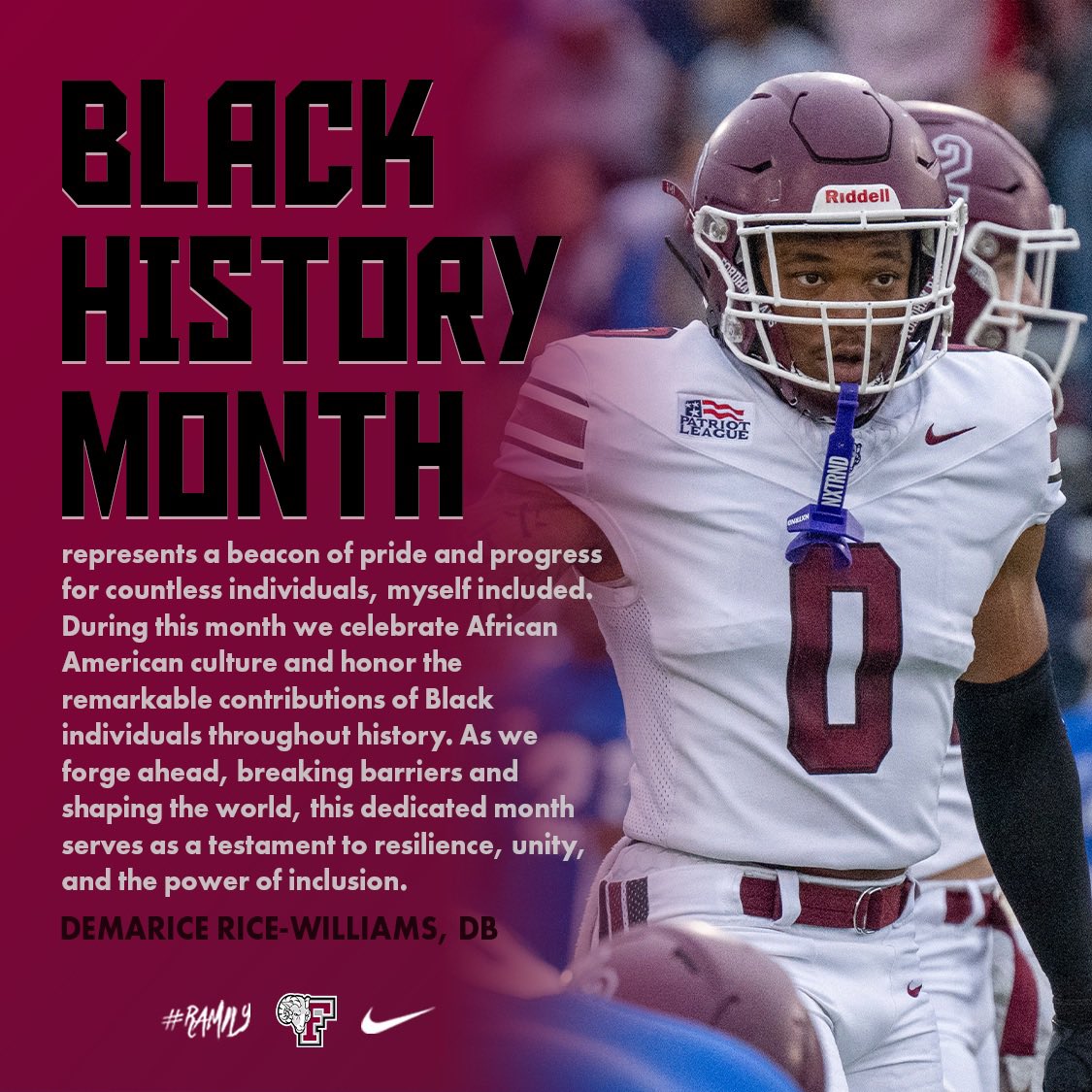 Here is what Black History Month means to junior DB Demarice Rice-Williams. 

#RAMILY 🐏 #BlackHistoryMonth