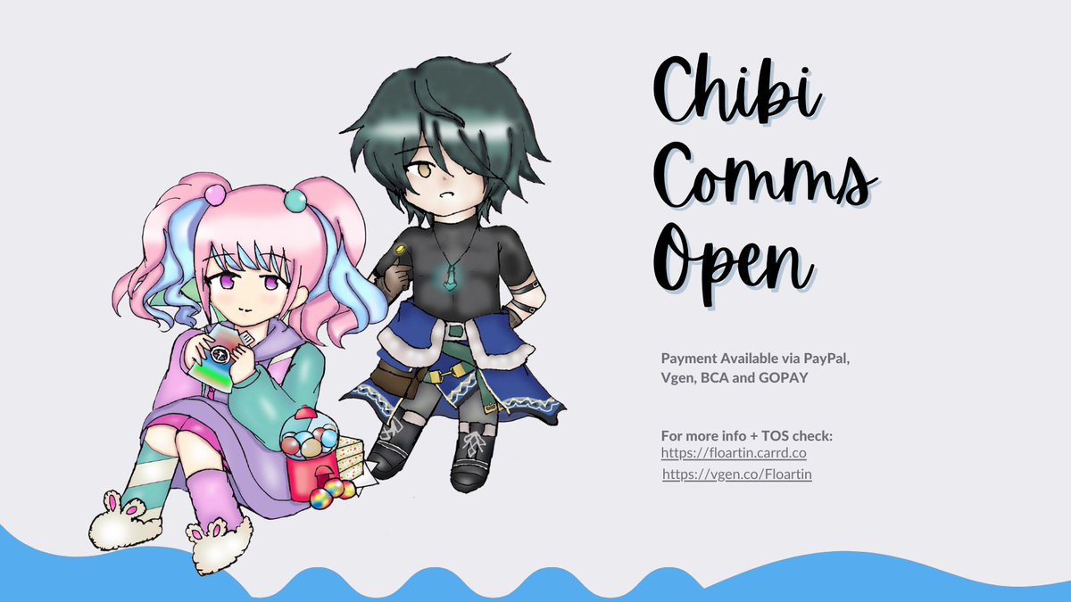FloArtin's tweet image. (RT appreciated)

Hello~ I am opening chibi c/ommission! If you are interested, please do message me for more details!

for more details including TOS and contact please check my carrd as listed on the image or on pinned.

Thank you~