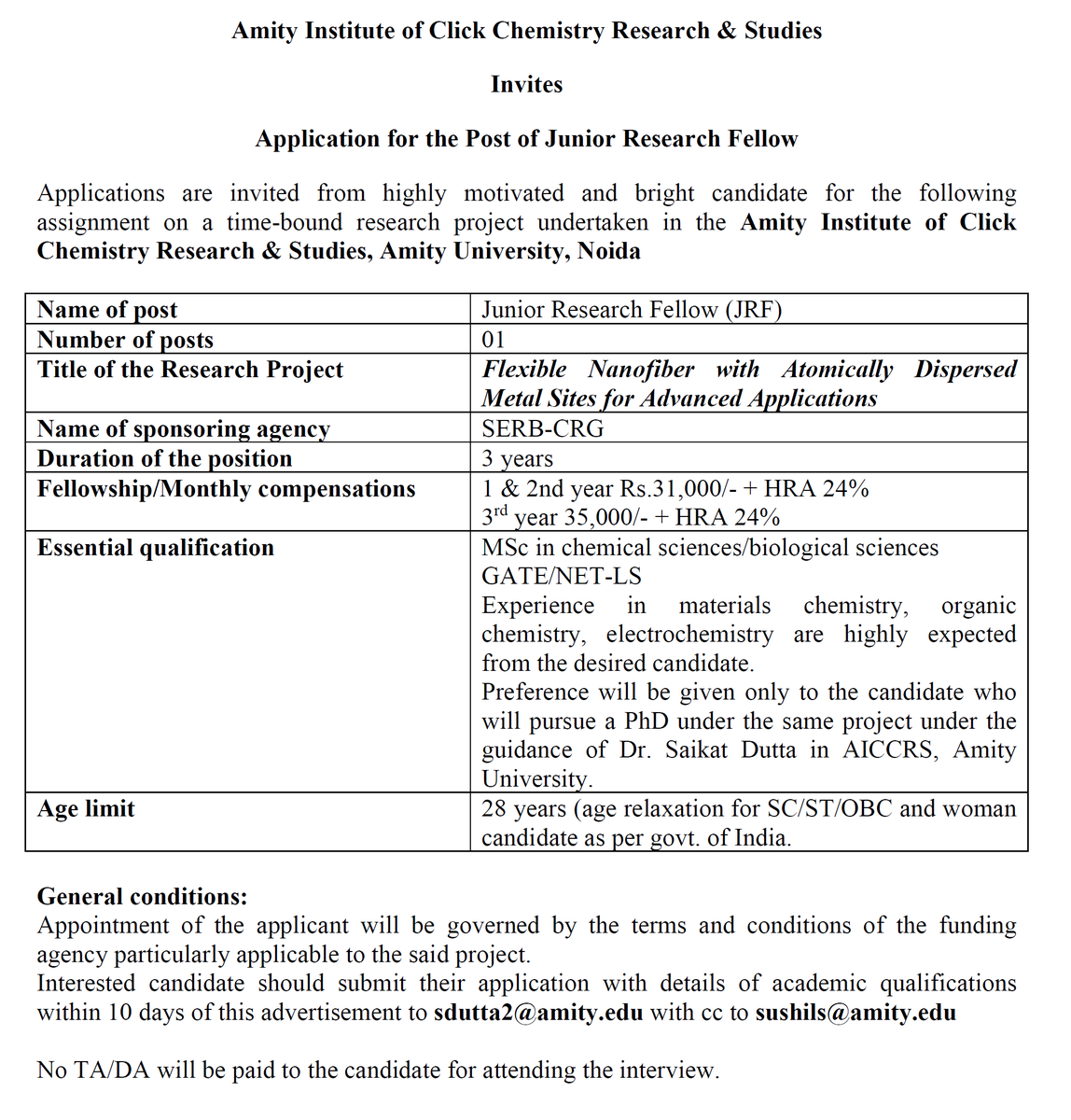 EESRLab_Amity's tweet photo. Looking for a PhD candidate interested in working under a SERB project for 3 years (2024-2027). https://t.co/N6TCWmdpQk