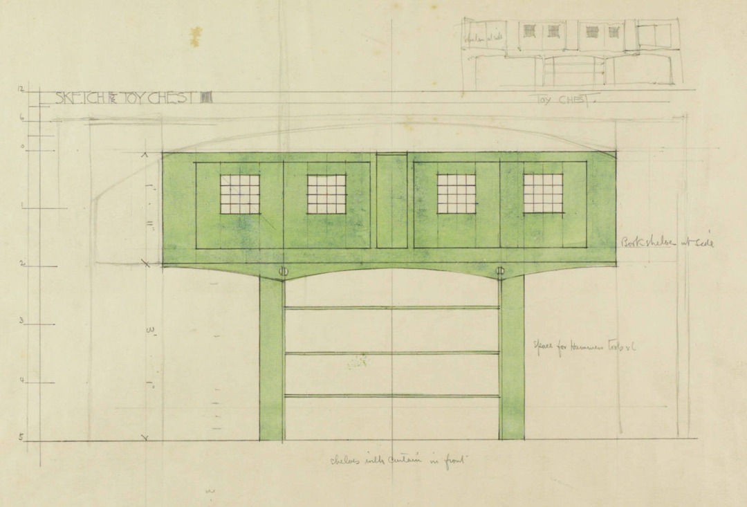 'Design for a toy cupboard, Windyhill, Kilmacolm'. Charles Rennie Mackintosh. 1901.
Image: Hunterian