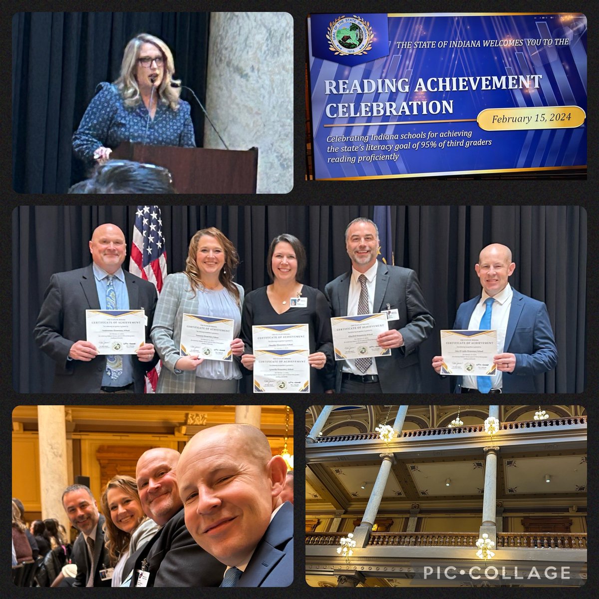 abbielredmon's tweet photo. ⁦Thank you to ⁦@SecJennerIN⁩ and team for a wonderful morning in Indy. Indiana schools with a 95% or higher IREAD-3 pass rate were recognized, which included six WCSC schools. Well done! #celebrateliteracy #TeamWarrick https://t.co/3CVEhXgJ1h