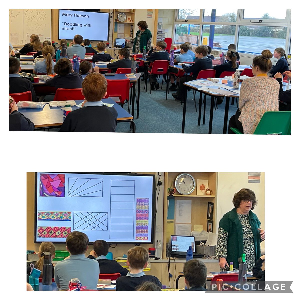 thingwallprima1's tweet photo. 💙💛Yr 6 spent the day with @ElsonREdays learning new art skills in the style of Mary Fleeson. Using the ancient art of Celtic knots, the children shared cross generational information linking them to their pen pals @CRHTrepassey @OakTreesMAT @LTLRENorth 💛💙 https://t.co/9U1OUhFPP3