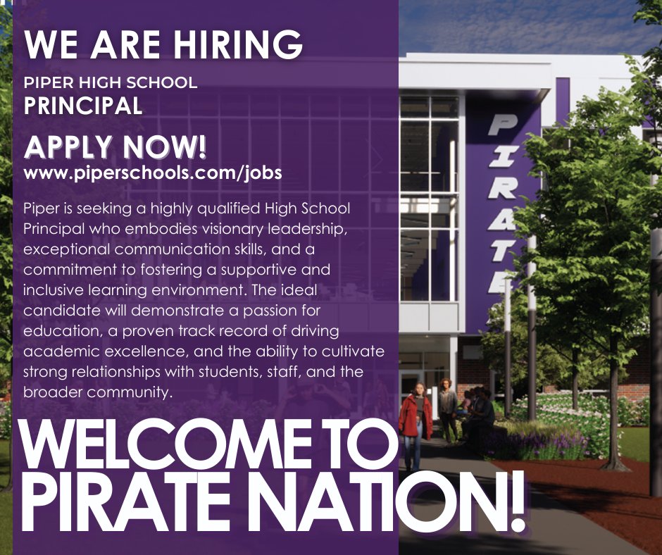 PiperUSD203's tweet image. PHS is seeking a highly qualified Principal who embodies visionary leadership, exceptional communication skills, and a commitment to fostering a supportive and inclusive learning environment! DEADLINE TO APPLY IS FEBRUARY 25! Visit piperschools.com/jobs