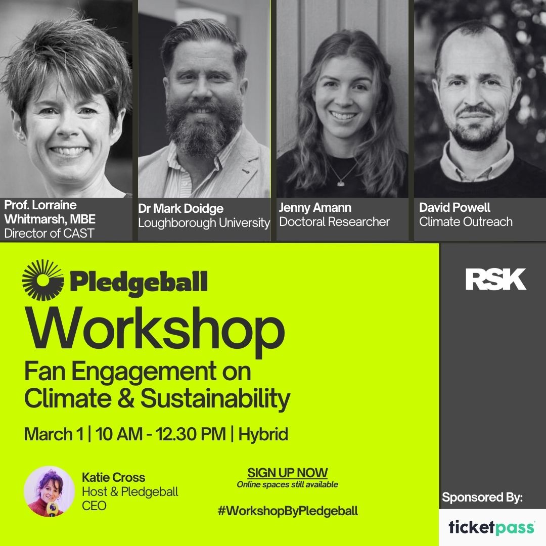 Mark your calendars for March 1st 🗓️ We are hosting a #WorkshopByPledgeball about fan engagement on climate change and sustainability♻️ Registration link 🖇️: bit.ly/49tho7i #ProtectWhereWePlay