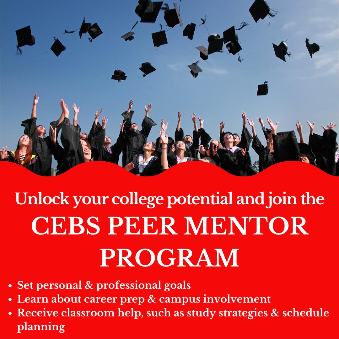 CEBS students, you're encouraged to join the Peer Mentor program! It's a wonderful way to get connected to WKU and make the most of your college experience. Apply at forms.gle/p5x1W8naq8p6PY…