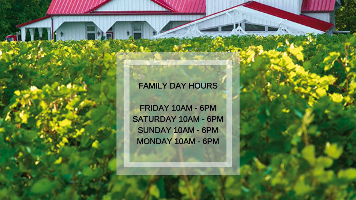 We're open daily Family Day long weekend #Visitwinecountry #winecountryont #VQA #Niagarawinecountry #OnWine #Ontariowine #NiagaraBenchlands