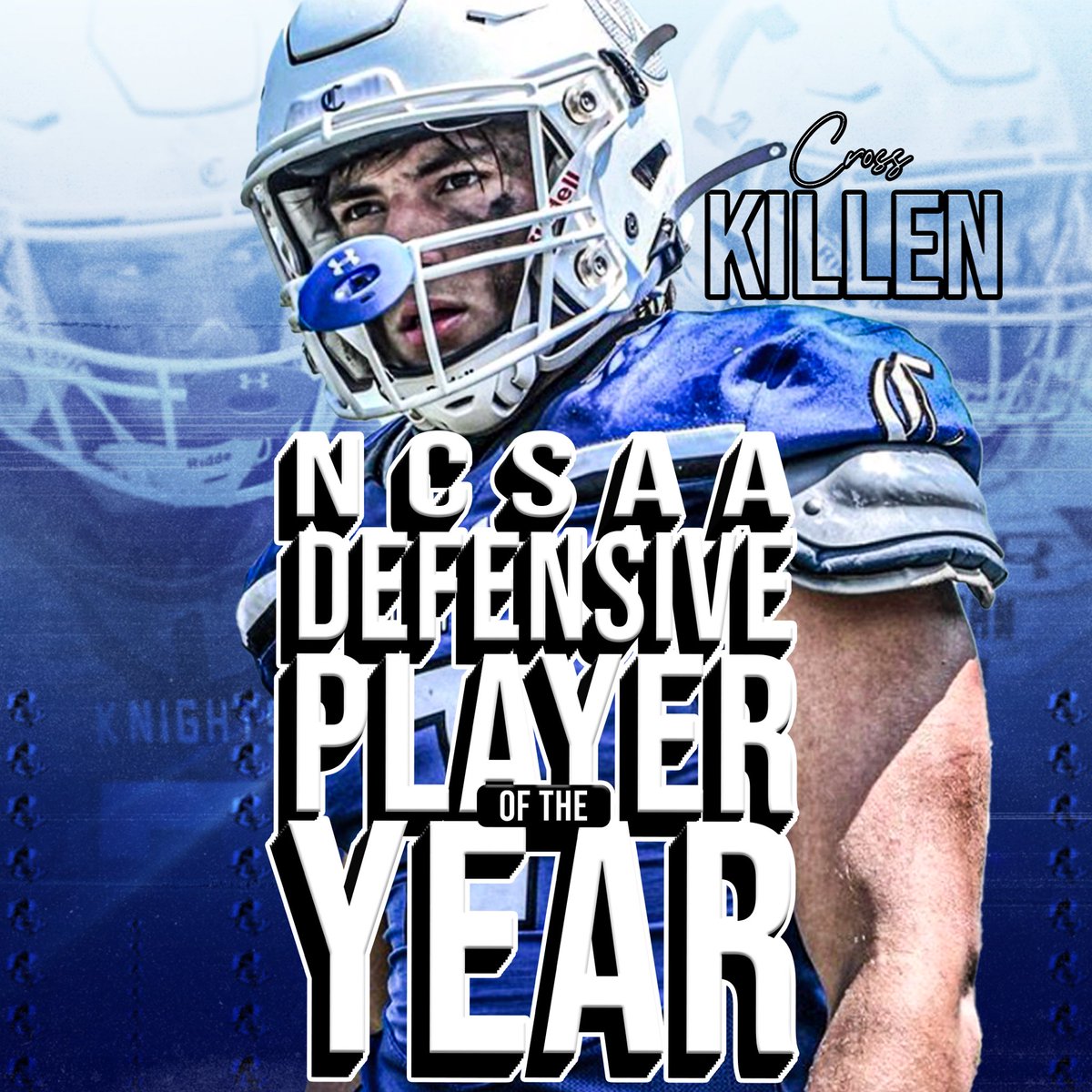 Huge congratulations to @crosskillen53 on being named the @ncsaa National Defensive Player of the Year!! What an amazing accomplishment! @pepman704 @langstonwertzjr @UAFootball @NickStevensHSOT @charlottepreps @NPCoachJeff @FN1C_