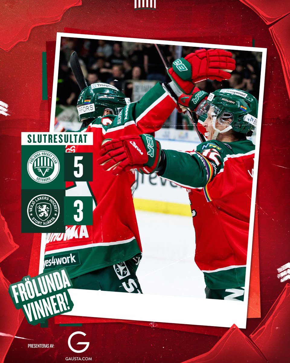 frolunda_hc's tweet photo. VINST! Det blir en 5-3-seger mot Växjö Lakers. Nionde hemmasegern i följd, tack för kaffet! https://t.co/c5ThTLPp4j