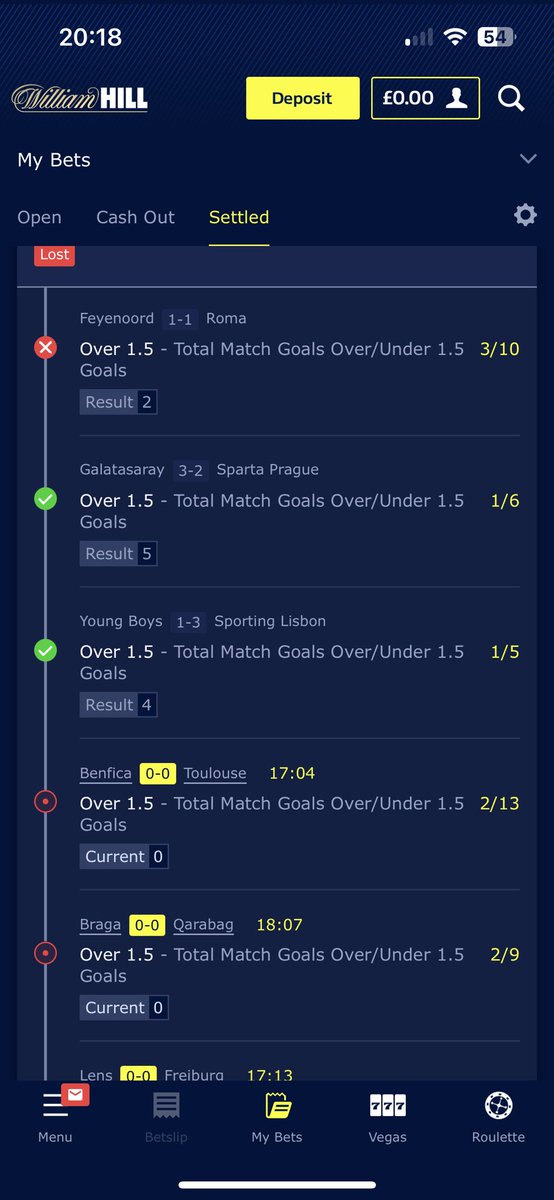 danielboughen's tweet photo. @WilliamHill have I missed something on the Roma game, swear 2 is more than 1.5. Why have you got it as a loss? https://t.co/i5i0xs1UxM