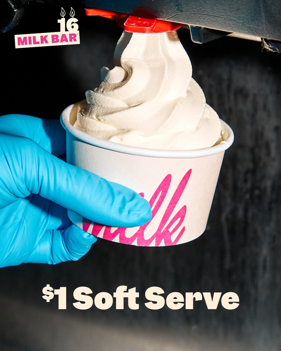Your eyes are not deceiving you 👀 In honor of our Sweet 16 this year, we're offering our original Cereal Milk Soft Serve for only $1 at our bakeries* tomorrow (the 16th 😉). See ya there! *Excluding Las Vegas & Nordstrom stores.