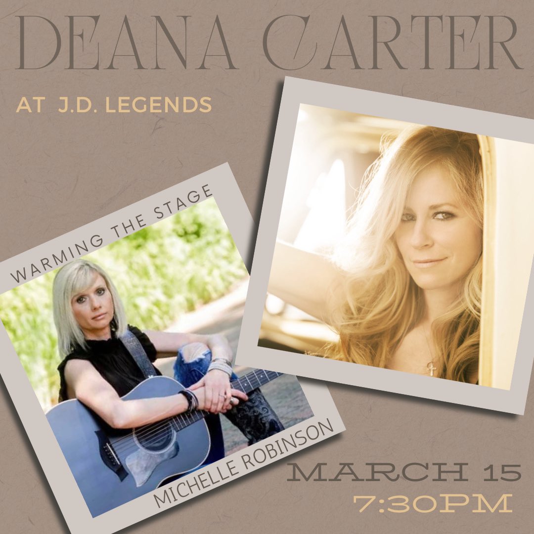 🚨We are so excited to announce that we get to warm the stage for Deana Carter!! <a href="/DeanaSings/">Deana Carter</a> on March 15 <a href="/JDLegendsOHIO/">JD Legends Franklin</a> Honored to have the opportunity to share the stage w/one of my favorites! Get tickets eventbrite.com/e/deana-carter…