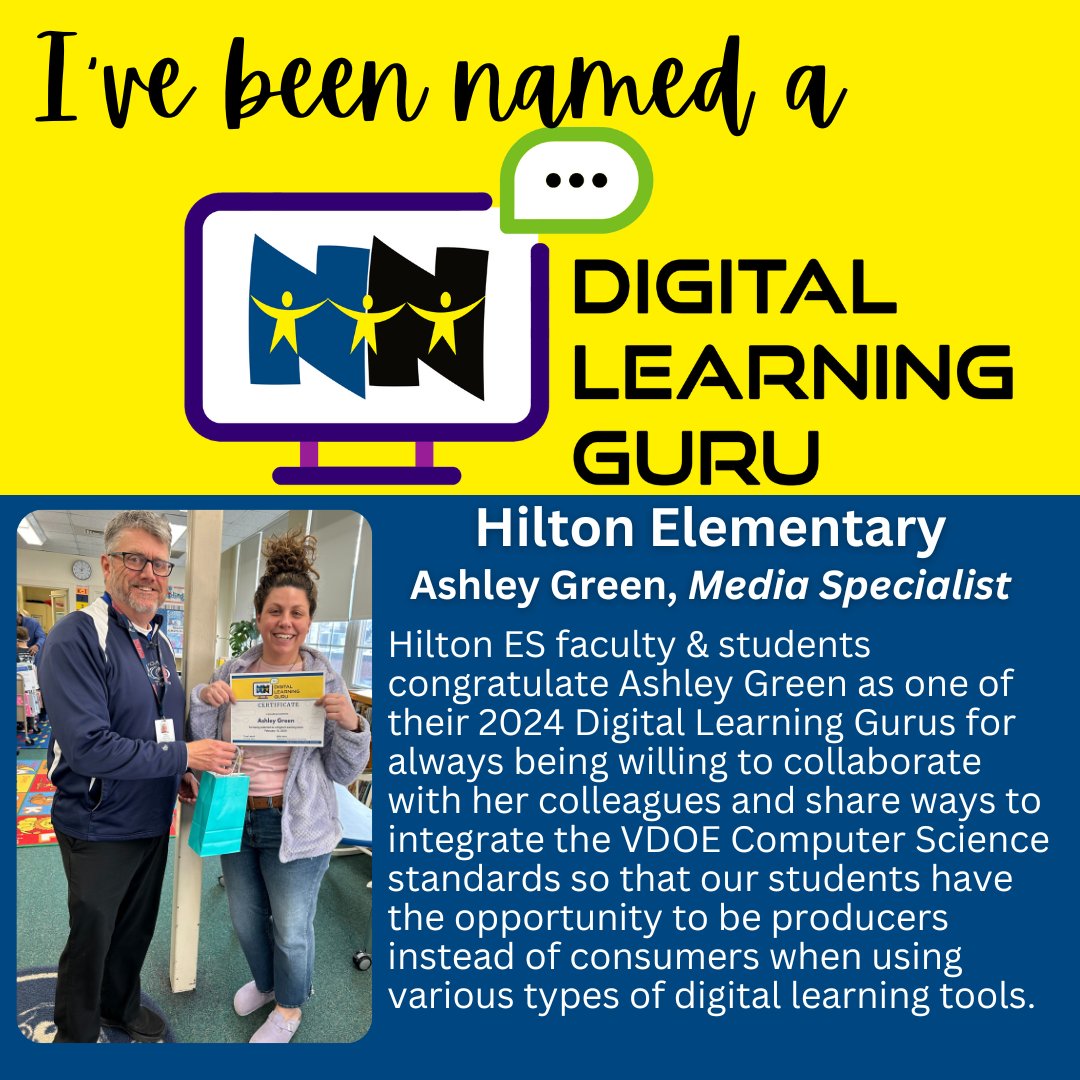 NNPS ITC Team (@nnpsitc) on Twitter photo Congratulations to our 2024 Digital Learning Gurus from Hilton Elementary School! <a href="/nnschools/">Newport News Schools</a> <a href="/NNPSDTAL/">NNPS Department of Teaching and Learning</a> <a href="/OfficialDLDay/">Digital Learning Day</a> #dlday2024 #nnpsdlday Congratulations to our 2024 Digital Learning Gurus from Hilton Elementary School! <a href="/nnschools/">Newport News Schools</a> <a href="/NNPSDTAL/">NNPS Department of Teaching and Learning</a> <a href="/OfficialDLDay/">Digital Learning Day</a> #dlday2024 #nnpsdlday