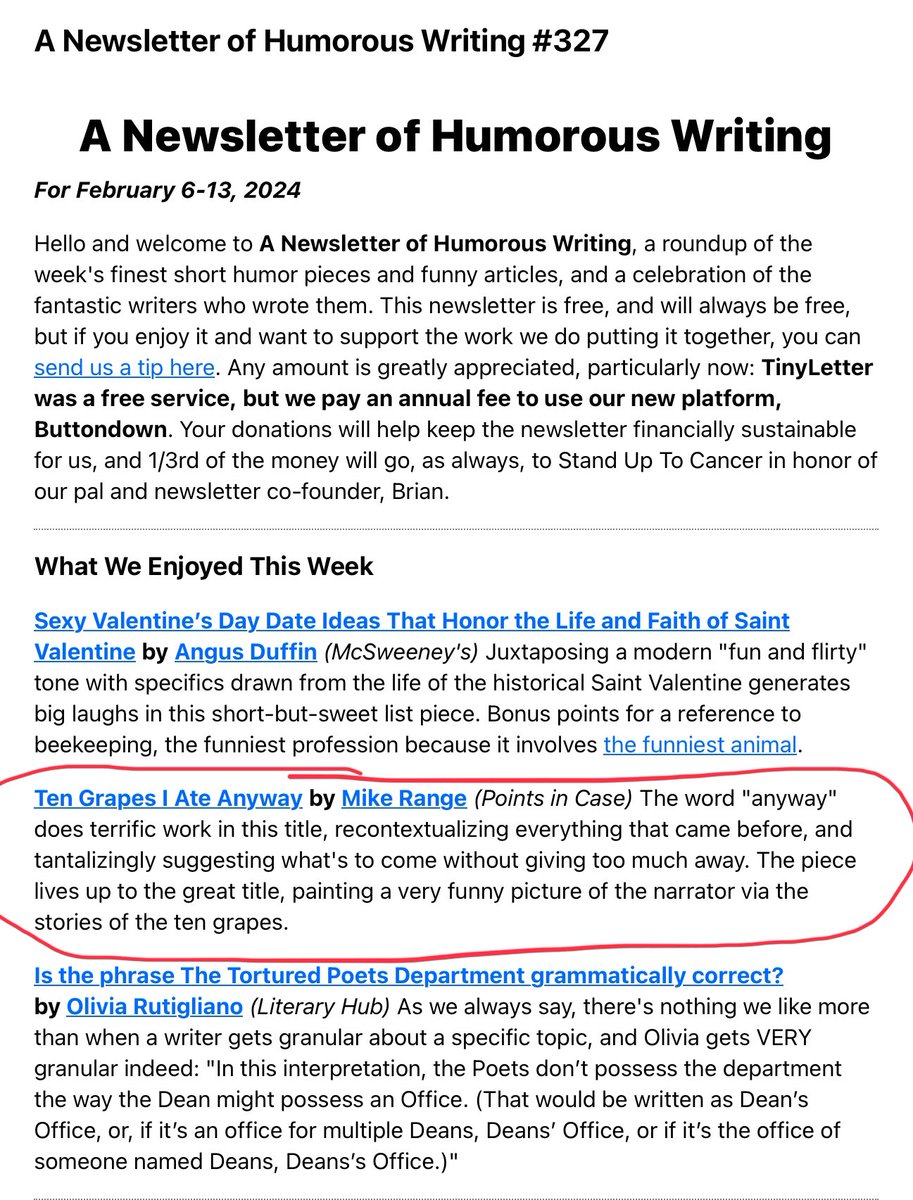 I’ve subscribed to this newsletter from @JamesFolta and @LukeVBurns for a couple years now to find stories by funny people, so this is kind of mind-blowing.

The story, if you’re interested: pointsincase.com/articles/ten-g…