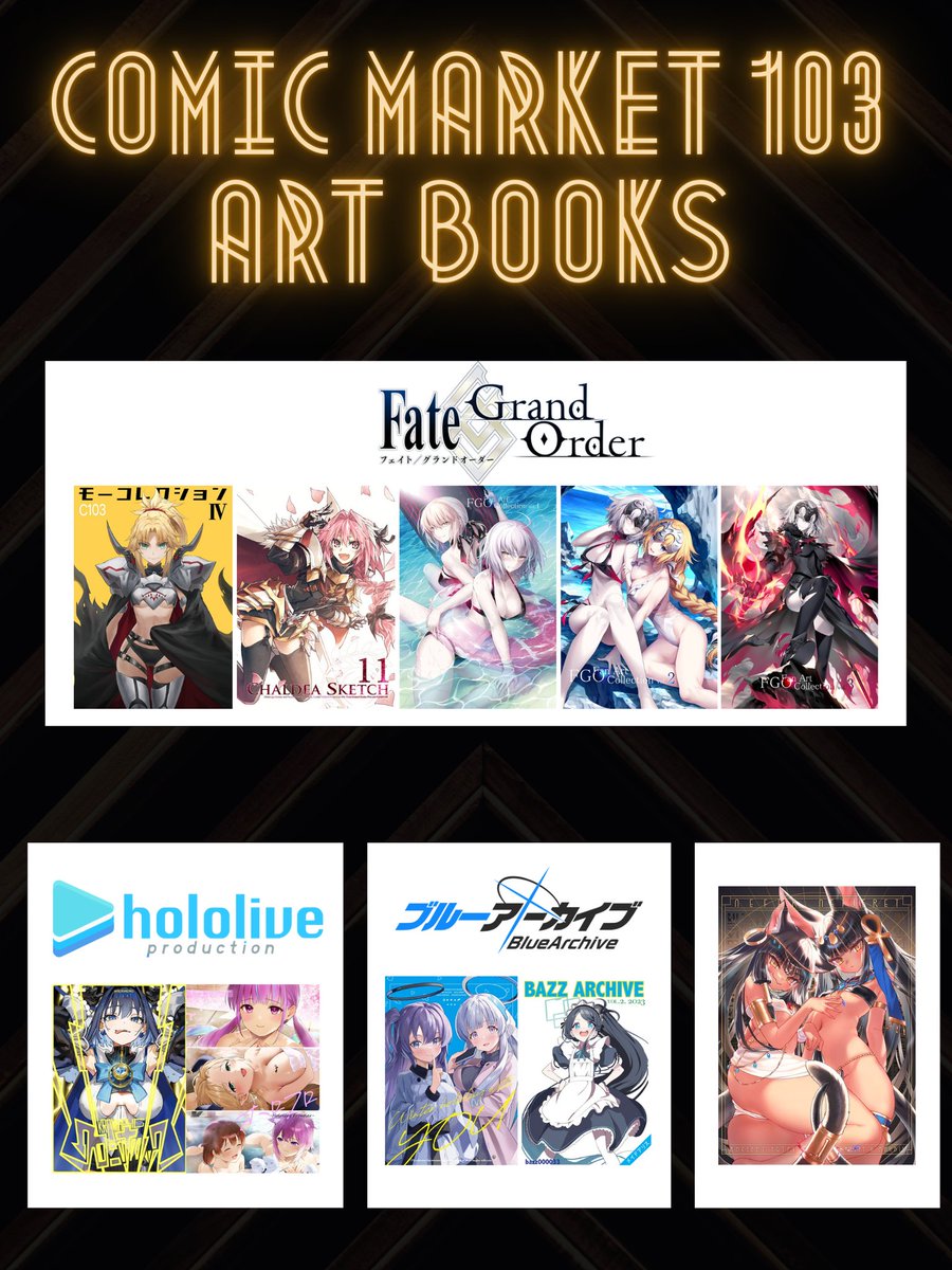 HolyGrailHobby's tweet photo. Enjoy all the amazing art!
https://t.co/MoL10x4OdS

#comic_market #C103 #FGO #hololive #BlueArcive https://t.co/5B2X049NW3