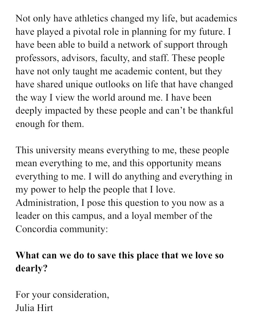 In solidarity with my Concordia community, I ask that you all take a couple minutes to read these words. #BecauseOf #BecauseOfConcordia #cuaa #cuw #cuwaa