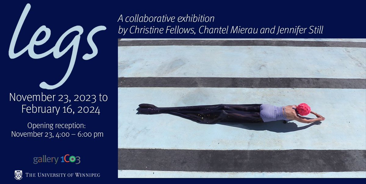 Tomorrow is the final day to take in Gallery @1c03's current exhibition, 'legs,' a collaboration between Christine Fellows, Chantel Mierau, and Jennifer Still. Gallery 1C03 is open weekdays from 12 to 4 p.m. LEARN MORE ➡️ buff.ly/3SEdGkx